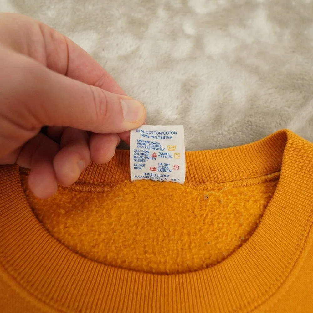 Vintage Jerzees Dalmation Embroidered Yellow Crew Neck Sweatshirt Men's Large US